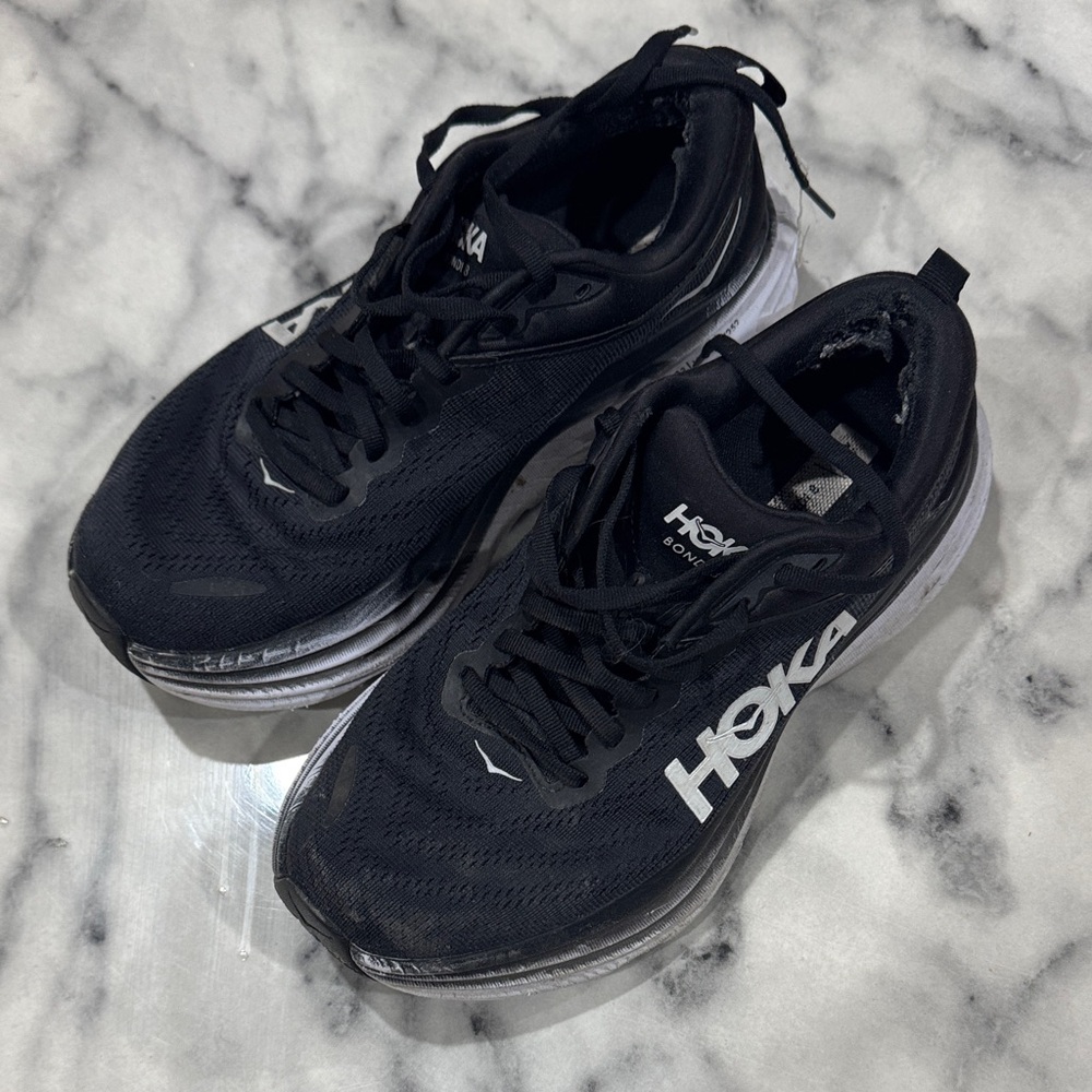 Hoka Men's Black and White Athletic Shoes